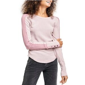 Free People Tasha Thermal Top Pink